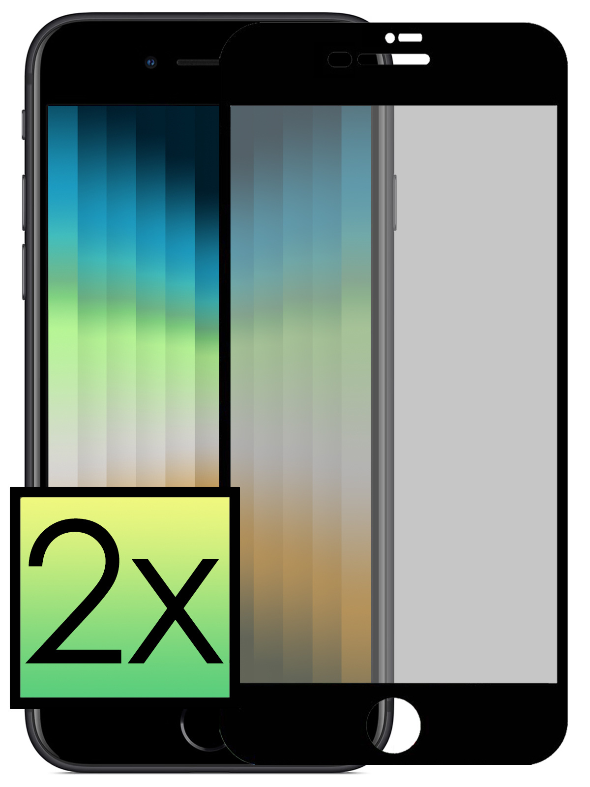 NoXx Screenprotector Geschikt voor iPhone SE 2022 Screenprotector Privacy Tempered Glass Gehard Glas Display Cover - 2x