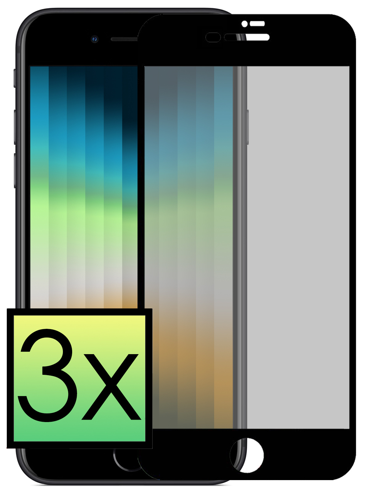 NoXx Screenprotector Geschikt voor iPhone SE 2022 Screenprotector Privacy Tempered Glass Gehard Glas Display Cover - 3x