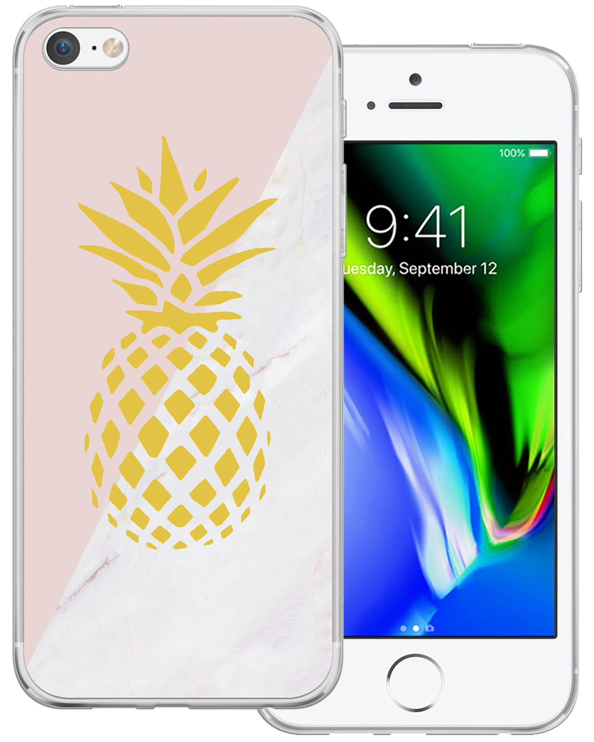 BASEY. Hoes Geschikt voor iPhone 7 Hoesje Siliconen Back Cover Case - Hoesje Geschikt voor iPhone 7 Hoes Cover Hoesje - Ananas