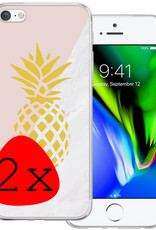 BASEY. Hoes Geschikt voor iPhone 7 Hoesje Siliconen Back Cover Case - Hoesje Geschikt voor iPhone 7 Hoes Cover Hoesje - Ananas - 2 Stuks