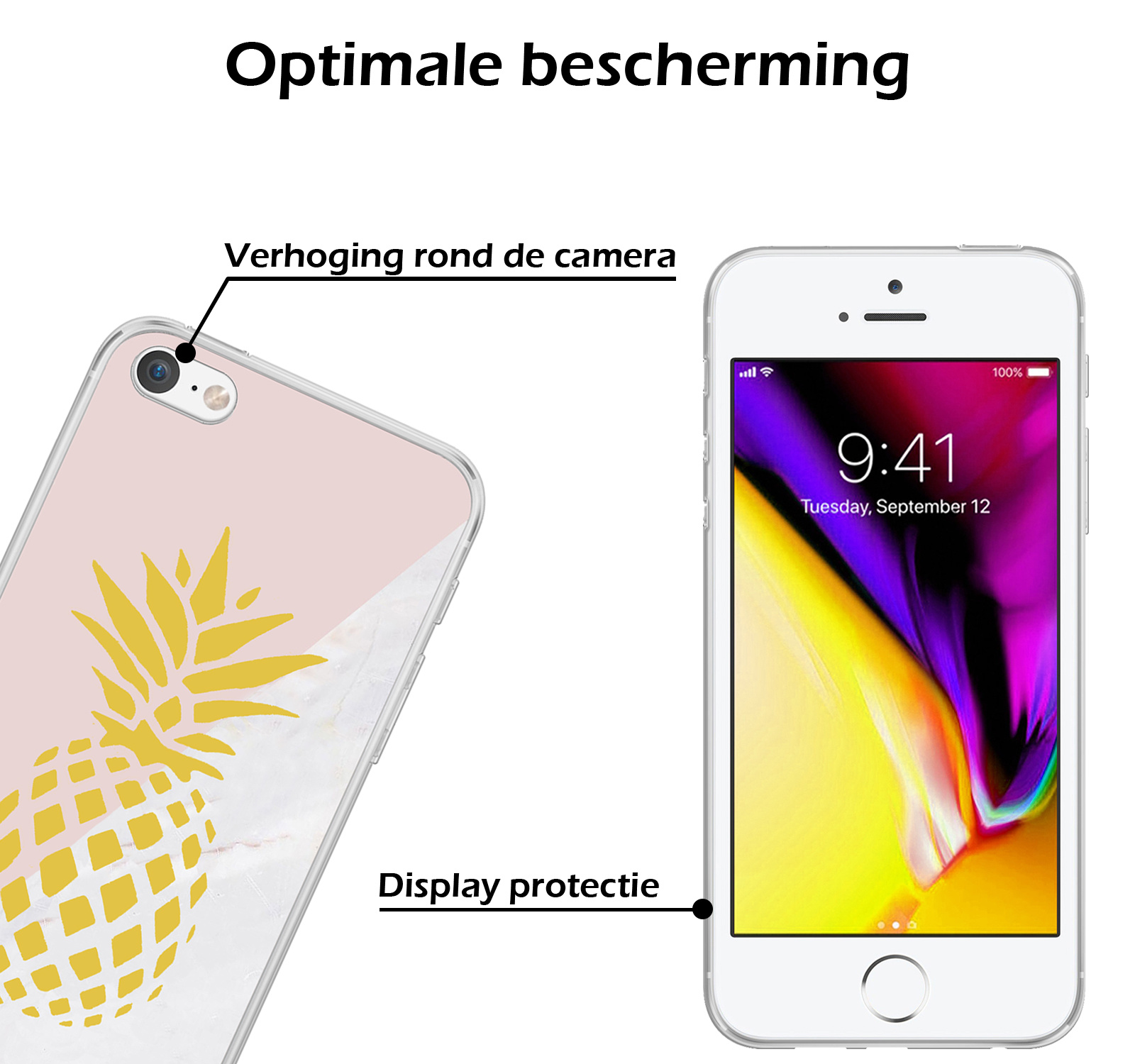 Nomfy Hoesje Geschikt voor iPhone 7 Hoesje Siliconen Cover Case - Hoes Geschikt voor iPhone 7 Hoes Back Case - 2-PACK - Ananas