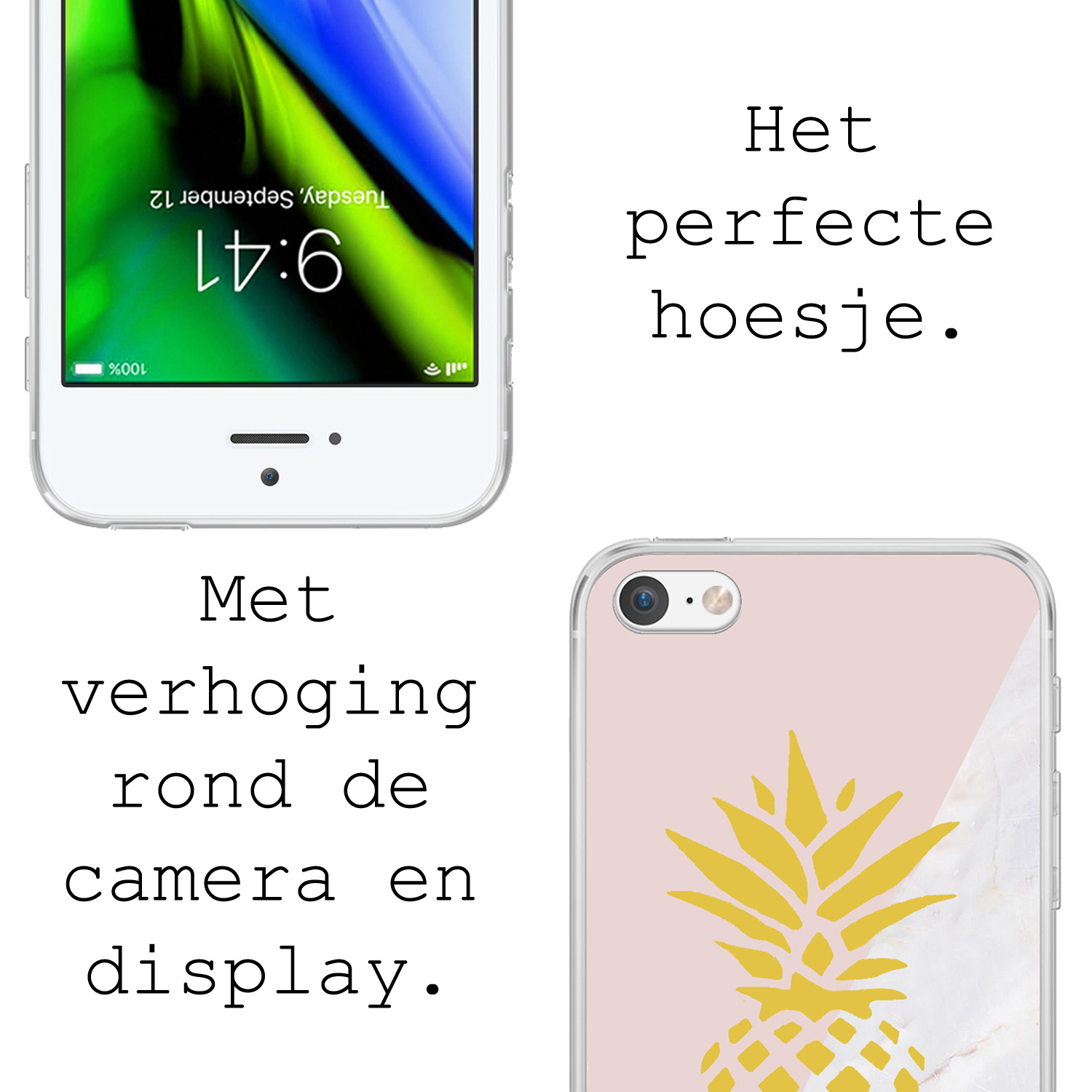 BASEY. Hoes Geschikt voor iPhone 8 Hoesje Siliconen Back Cover Case - Hoesje Geschikt voor iPhone 8 Hoes Cover Hoesje - Ananas - 2 Stuks