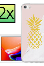 NoXx Hoes Geschikt voor iPhone 8 Hoesje Cover Siliconen Back Case Hoes - Ananas - 2x