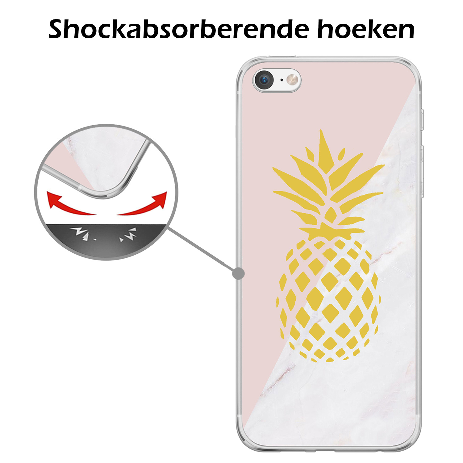 Nomfy Case geschikt voor iPhone 8 Hoesje Siliconen Case Back Cover - iPhone 8 Hoes Cover Silicone - Ananas