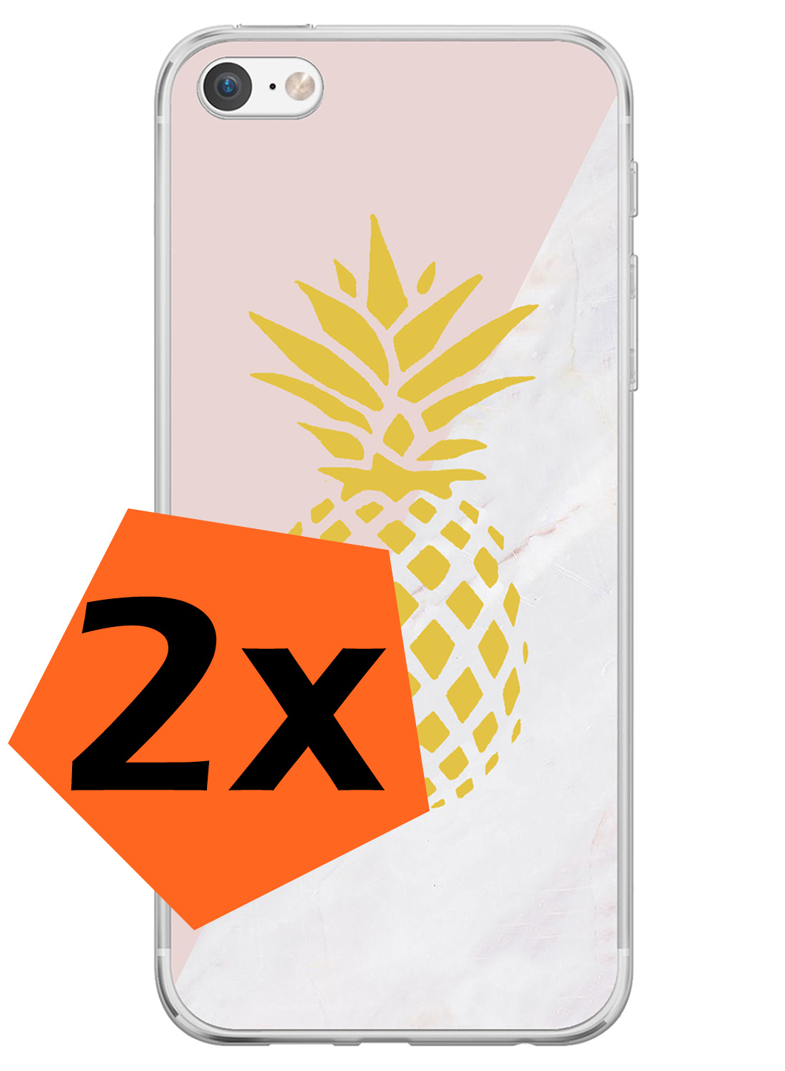 Nomfy Hoesje Geschikt voor iPhone 8 Hoesje Siliconen Cover Case - Hoes Geschikt voor iPhone 8 Hoes Back Case - 2-PACK - Ananas