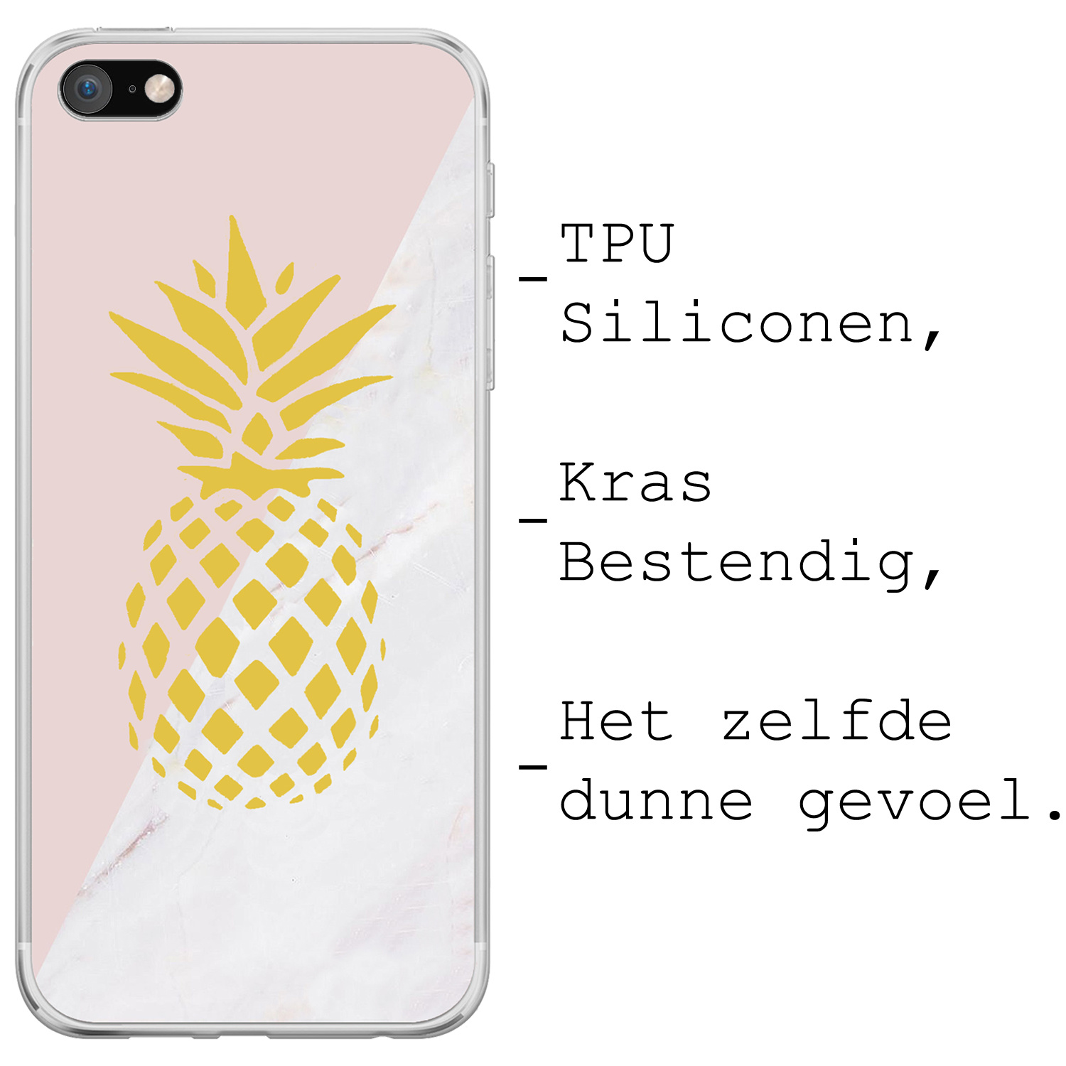 BASEY. Hoes geschikt voor iPhone SE 2020 Hoesje Siliconen Back Cover Case - iPhone SE 2020 Hoes Silicone Case Hoesje - Ananas