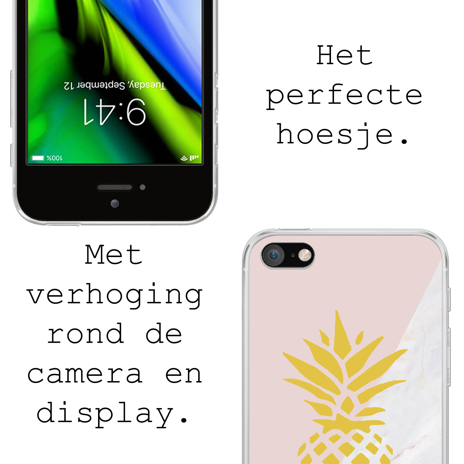 BASEY. Hoes Geschikt voor iPhone SE 2020 Hoesje Siliconen Back Cover Case - Hoesje Geschikt voor iPhone SE (2020) Hoes Cover Hoesje - Ananas