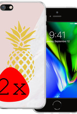 BASEY. Hoes Geschikt voor iPhone SE 2020 Hoesje Siliconen Back Cover Case - Hoesje Geschikt voor iPhone SE (2020) Hoes Cover Hoesje - Ananas - 2 Stuks