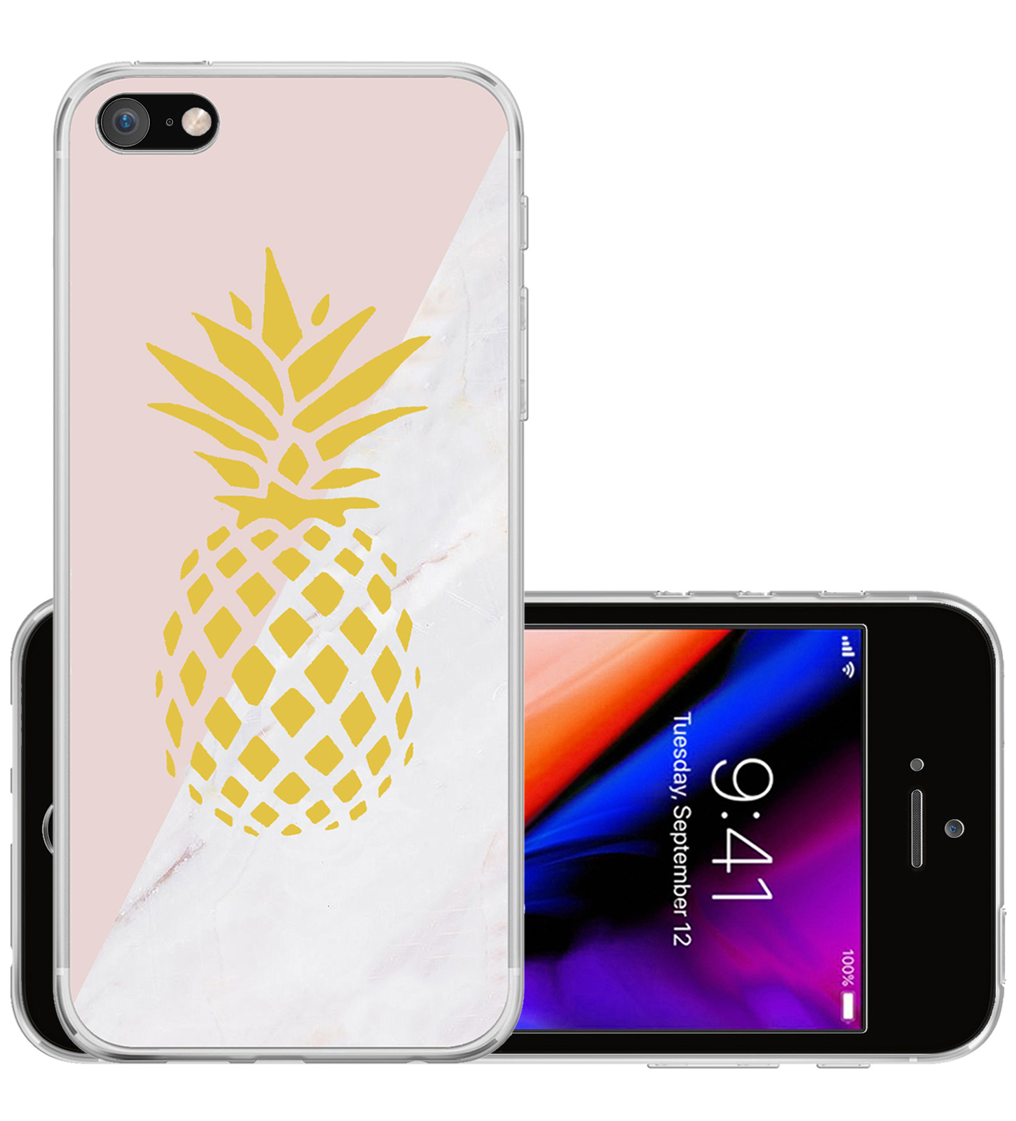 NoXx Hoes Geschikt voor iPhone SE 2020 Hoesje Cover Siliconen Back Case Hoes - Ananas