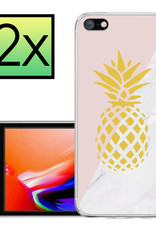 NoXx Hoes Geschikt voor iPhone SE 2020 Hoesje Cover Siliconen Back Case Hoes - Ananas - 2x