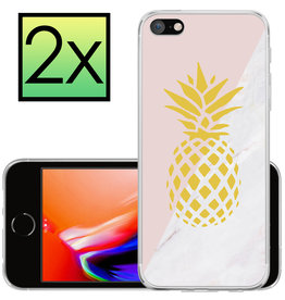NoXx NoXx iPhone SE 2020 Hoesje Siliconen - Ananas - 2 PACK