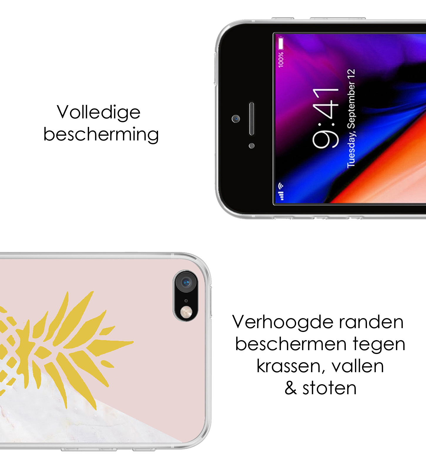 NoXx Hoes Geschikt voor iPhone SE 2020 Hoesje Cover Siliconen Back Case Hoes - Ananas - 2x