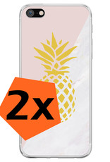 Nomfy Hoesje Geschikt voor iPhone SE 2020 Hoesje Siliconen Cover Case - Hoes Geschikt voor iPhone SE (2020) Hoes Back Case - 2-PACK - Ananas