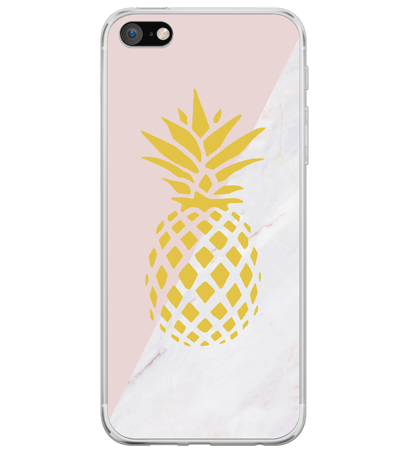 BASEY. Hoes Geschikt voor iPhone SE 2022 Hoesje Siliconen Back Cover Case - Hoesje Geschikt voor iPhone SE (2022) Hoes Cover Hoesje - Ananas