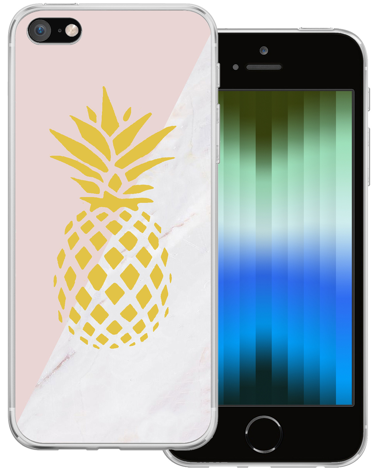 BASEY. Hoes geschikt voor iPhone SE 2022 Hoesje Siliconen Back Cover Case - iPhone SE 2022 Hoes Silicone Case Hoesje - Ananas