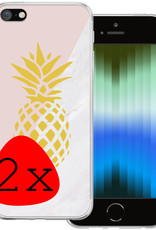 BASEY. Hoes Geschikt voor iPhone SE 2022 Hoesje Siliconen Back Cover Case - Hoesje Geschikt voor iPhone SE (2022) Hoes Cover Hoesje - Ananas - 2 Stuks