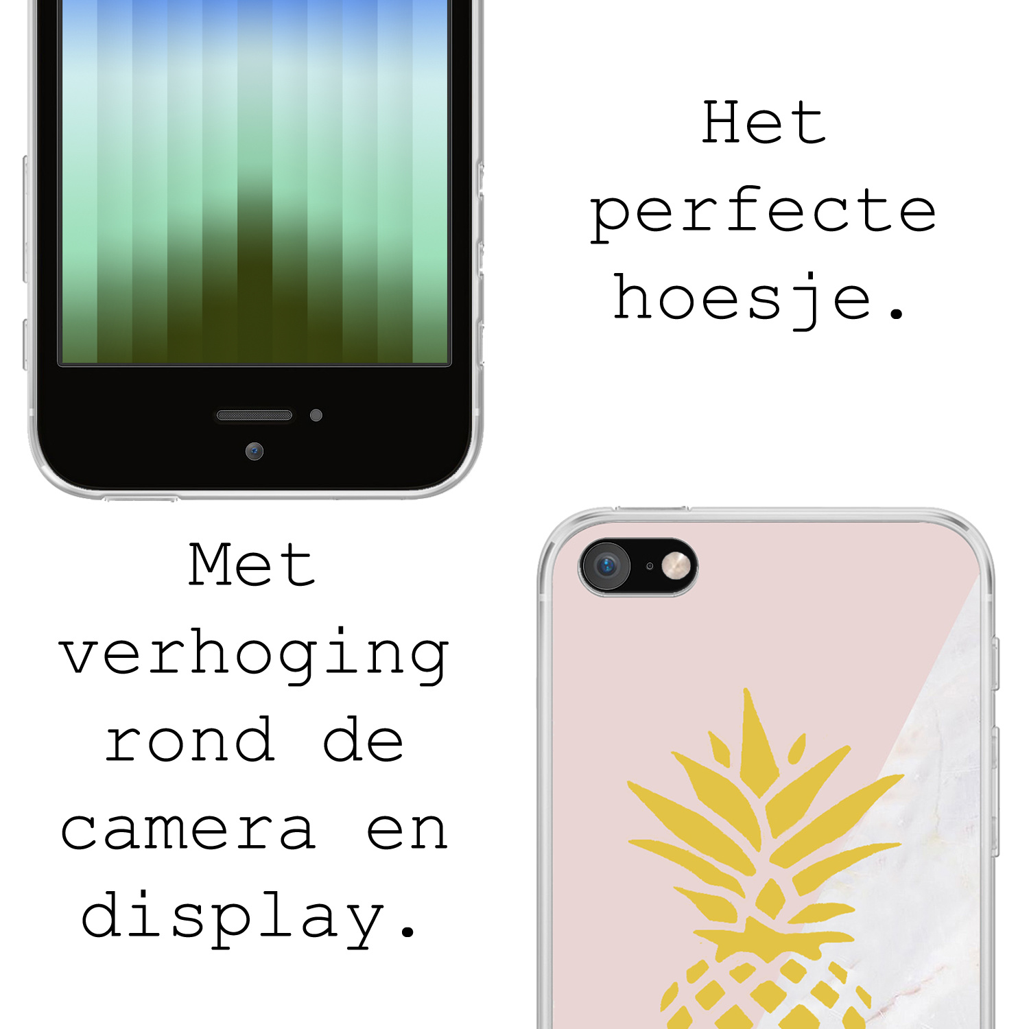 BASEY. Hoes geschikt voor iPhone SE 2022 Hoesje Siliconen Back Cover Case - iPhone SE 2022 Hoes Silicone Case Hoesje - Ananas - 2 Stuks
