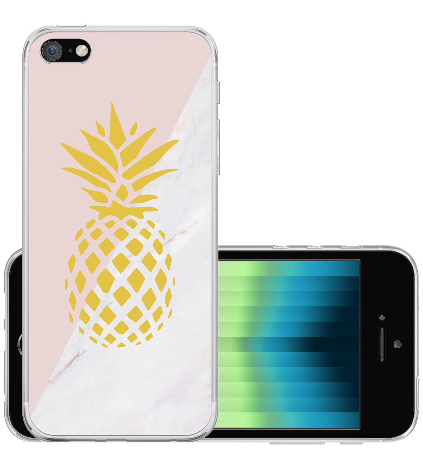 NoXx Hoes Geschikt voor iPhone SE 2022 Hoesje Cover Siliconen Back Case Hoes - Ananas