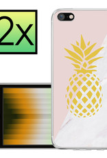 NoXx Hoes Geschikt voor iPhone SE 2022 Hoesje Cover Siliconen Back Case Hoes - Ananas - 2x