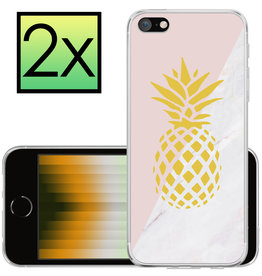 NoXx NoXx iPhone SE 2022 Hoesje Siliconen - Ananas - 2 PACK