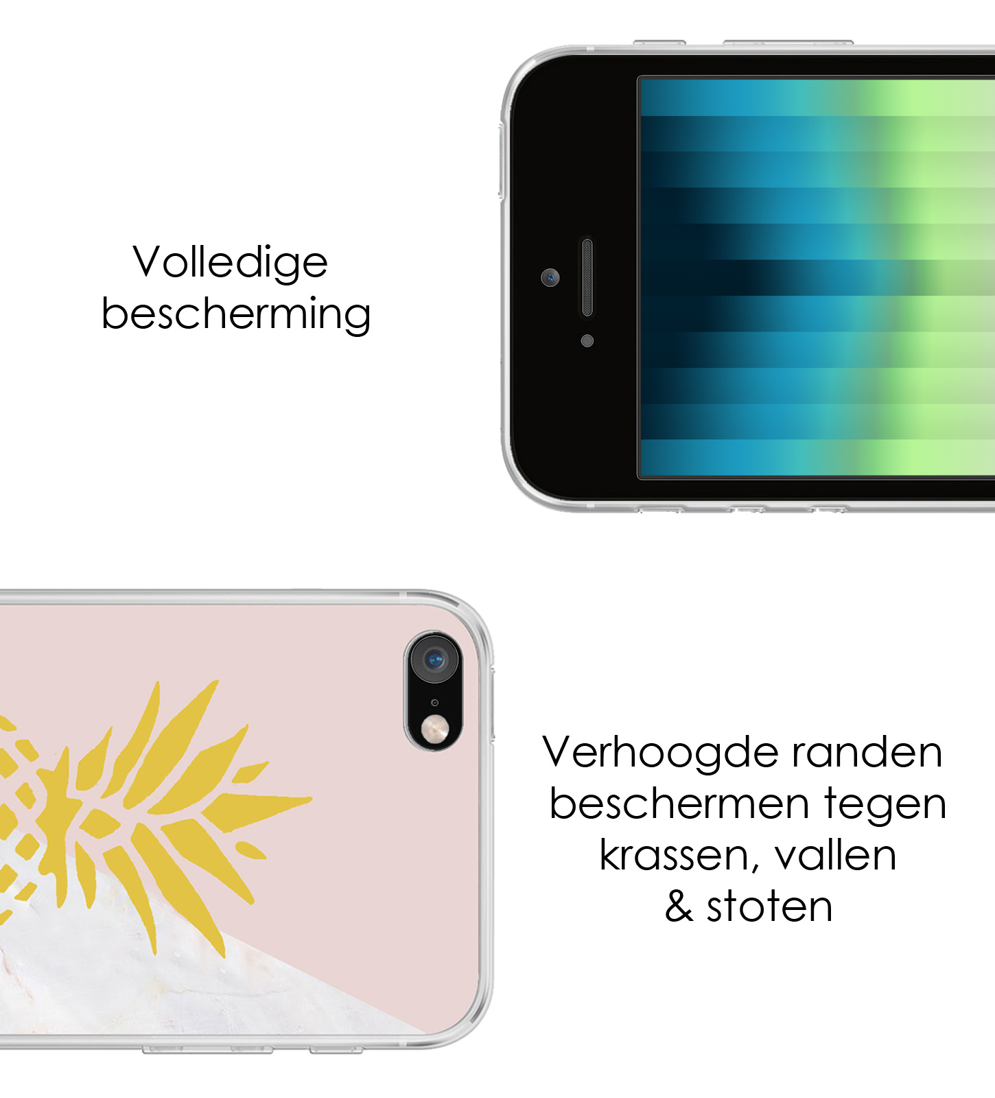 NoXx Hoes Geschikt voor iPhone SE 2022 Hoesje Cover Siliconen Back Case Hoes - Ananas - 2x