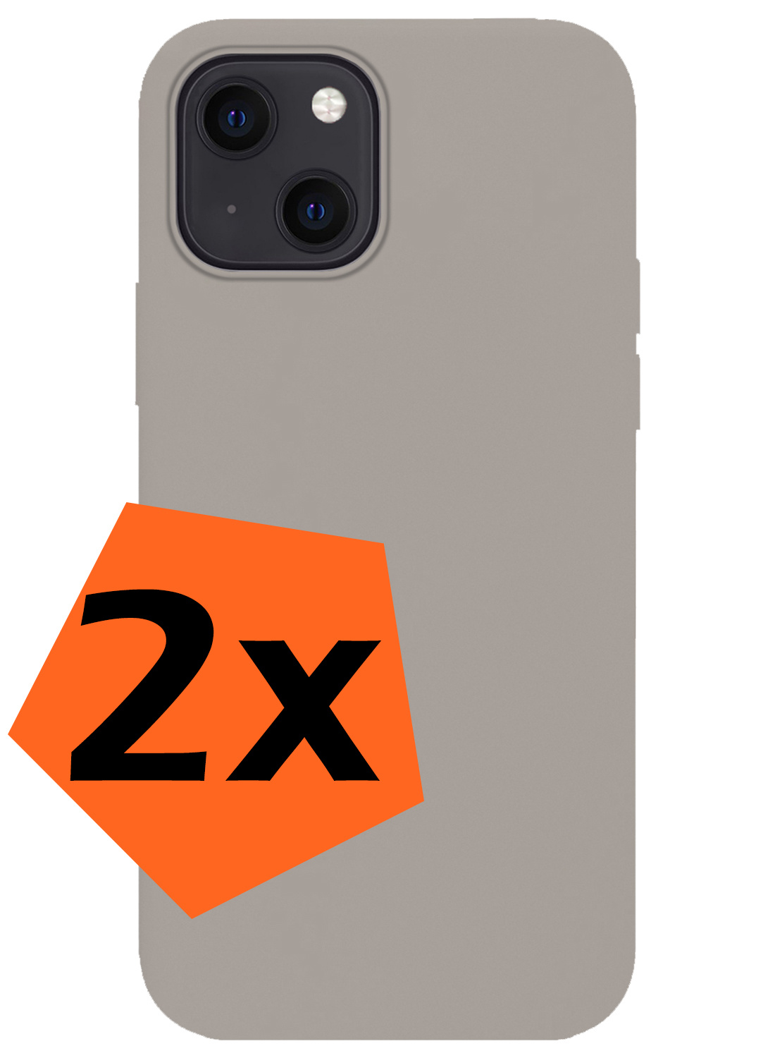 Nomfy Hoesje Geschikt voor iPhone 14 Hoesje Siliconen Cover Case - Hoes Geschikt voor iPhone 14 Hoes Back Case - 2-PACK - Grijs