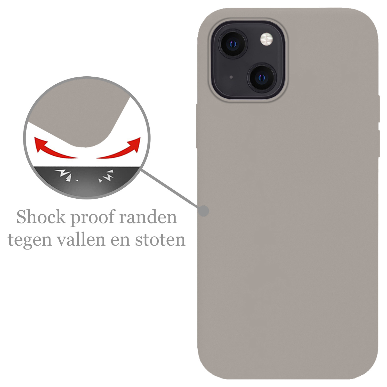 Nomfy Hoesje Geschikt voor iPhone 14 Hoesje Siliconen Cover Case - Hoes Geschikt voor iPhone 14 Hoes Back Case - 2-PACK - Grijs