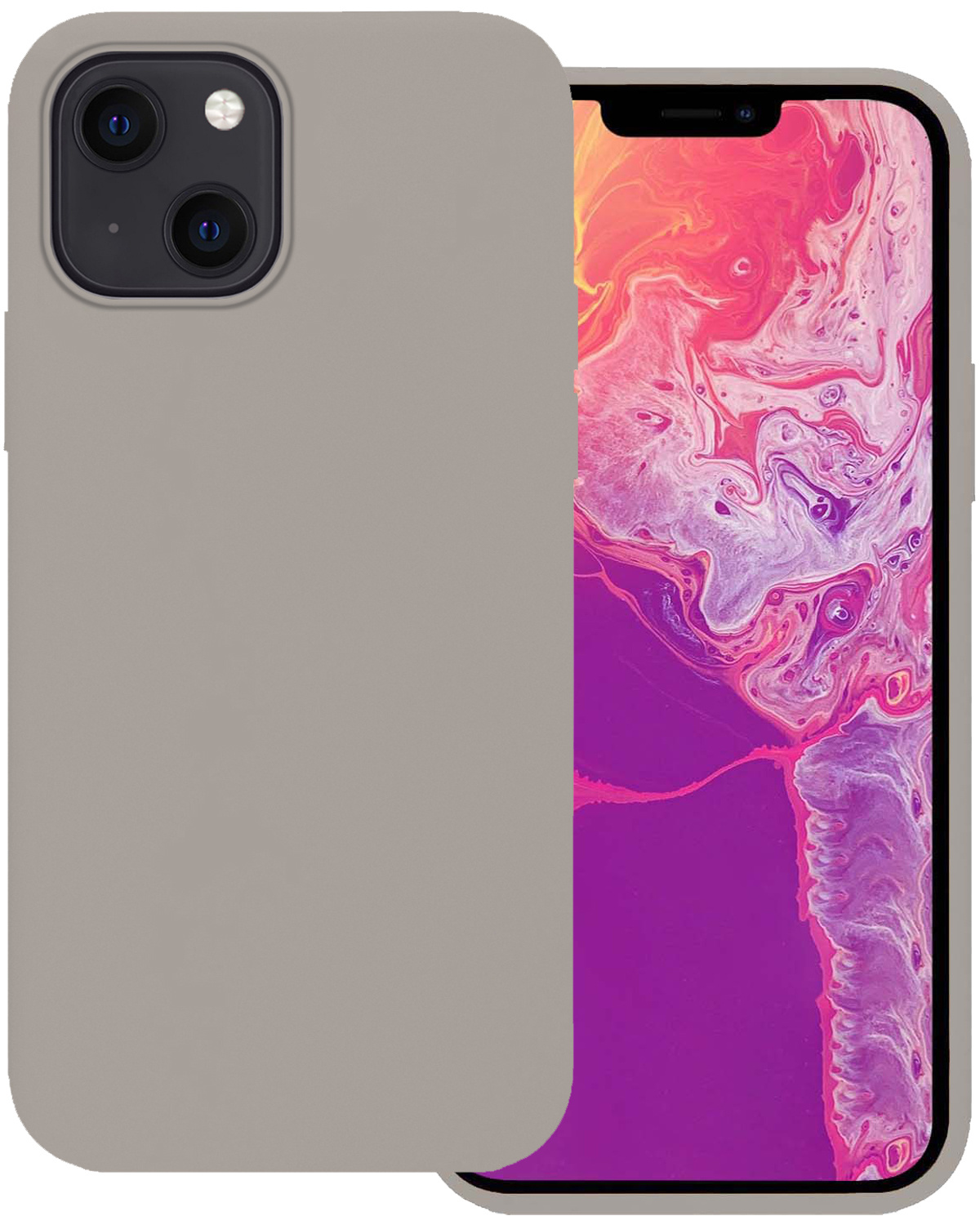 BASEY. Hoes Geschikt voor iPhone 14 Plus Hoesje Siliconen Back Cover Case - Hoesje Geschikt voor iPhone 14 Plus Hoes Cover Hoesje - Grijs