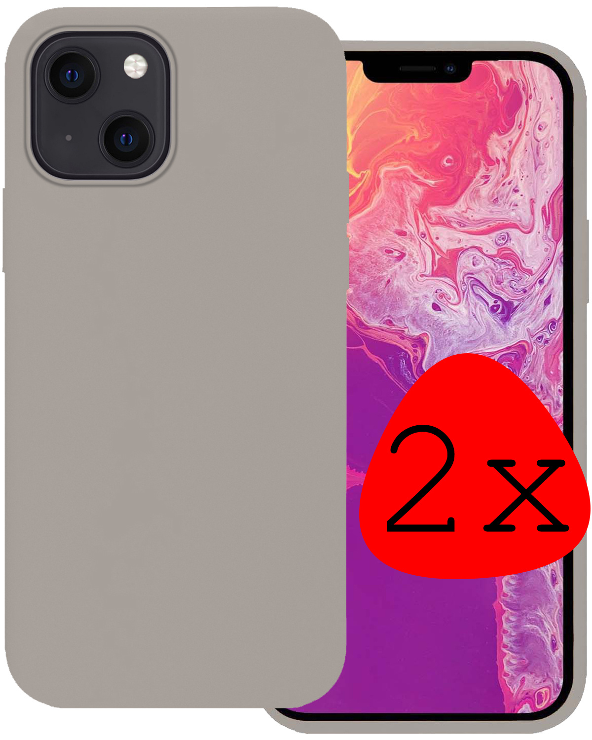 BASEY. Hoes Geschikt voor iPhone 14 Plus Hoesje Siliconen Back Cover Case - Hoesje Geschikt voor iPhone 14 Plus Hoes Cover Hoesje - Grijs - 2 Stuks