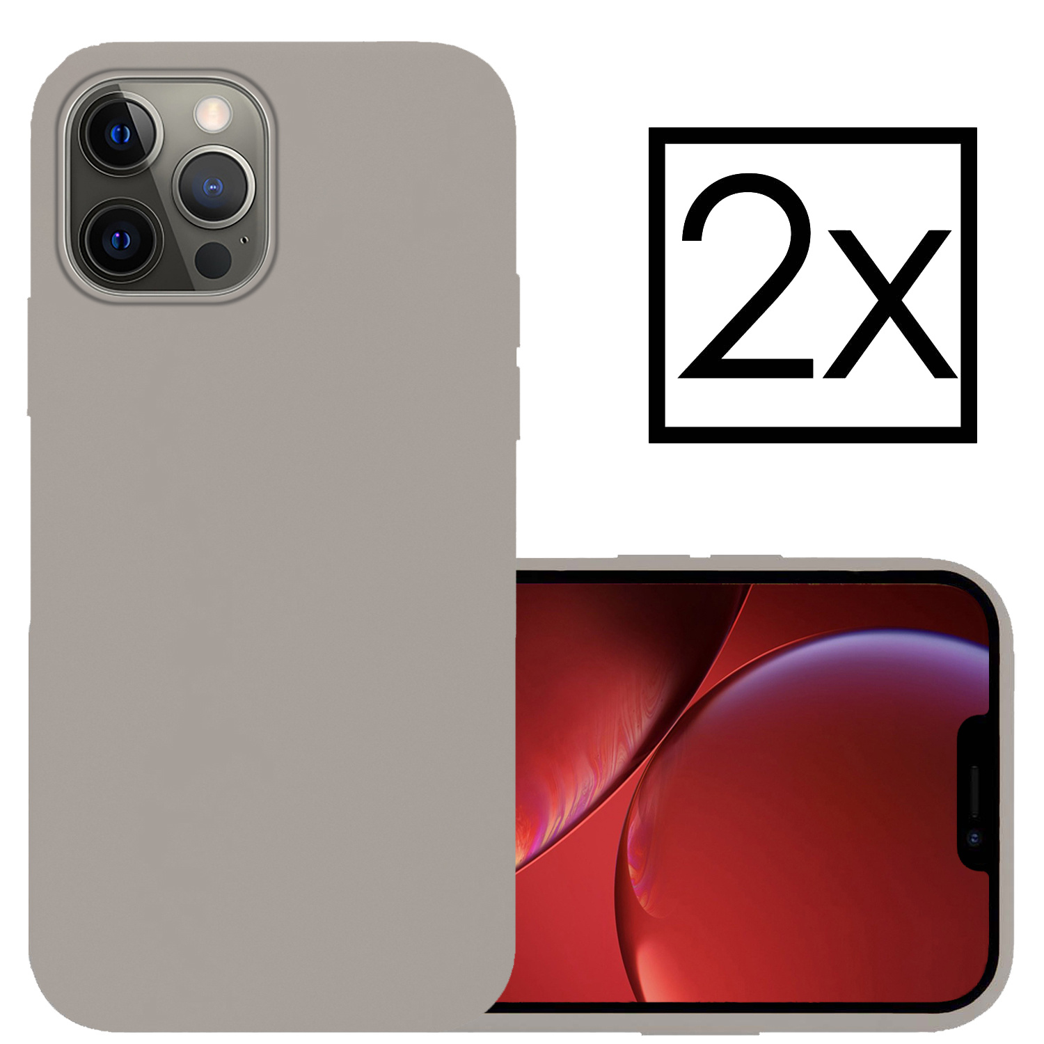 NoXx Hoes voor iPhone 14 Pro Hoesje Back Cover Siliconen Case Hoes - Grijs - 2x