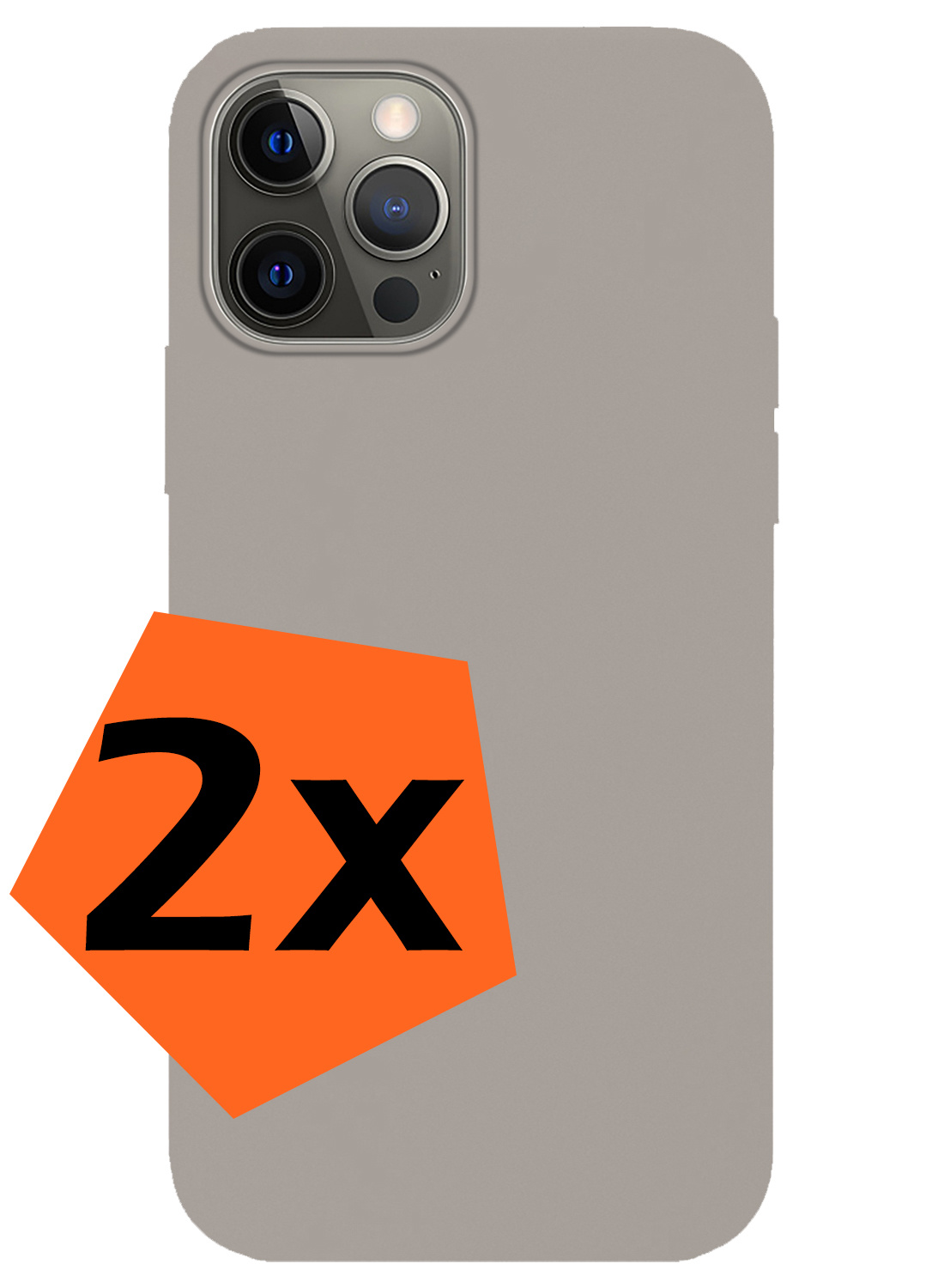 Nomfy Hoesje Geschikt voor iPhone 14 Pro Hoesje Siliconen Cover Case - Hoes Geschikt voor iPhone 14 Pro Hoes Back Case - 2-PACK - Grijs