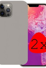BASEY. Hoes Geschikt voor iPhone 14 Pro Max Hoesje Siliconen Back Cover Case - Hoesje Geschikt voor iPhone 14 Pro Max Hoes Cover Hoesje - Grijs - 2 Stuks