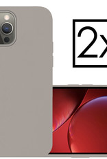 NoXx Hoes Geschikt voor iPhone 14 Pro Max Hoesje Cover Siliconen Back Case Hoes - Grijs - 2x