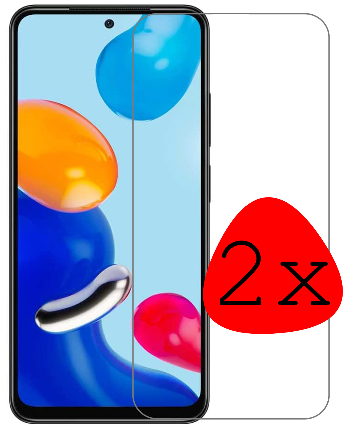 BASEY. Screenprotector Geschikt voor Xiaomi Redmi Note 11 Screenprotector Tempered Glass - Screenprotector Geschikt voor Xiaomi Redmi Note 11 Beschermglas Screen Protector Glas - 2 Stuks