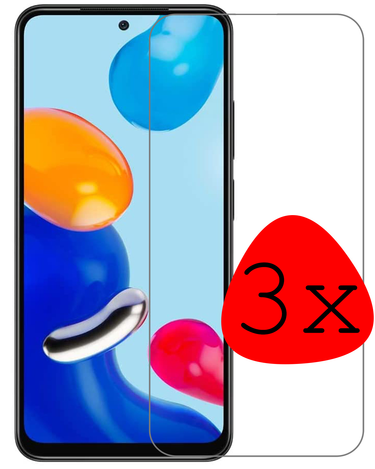 BASEY. Screenprotector Geschikt voor Xiaomi Redmi Note 11 Screenprotector Tempered Glass - Screenprotector Geschikt voor Xiaomi Redmi Note 11 Beschermglas Screen Protector Glas - 3 Stuks