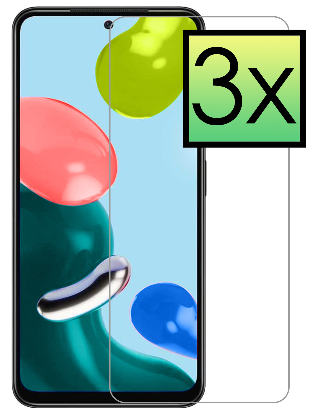 NoXx Screenprotector Geschikt voor Xiaomi Redmi Note 11 Screenprotector Tempered Glass Gehard Glas Beschermglas - 3x