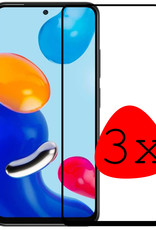BASEY. Screenprotector Geschikt voor Xiaomi Redmi Note 11 Screenprotector Beschermglas Full Cover - Screenprotector Geschikt voor Xiaomi Redmi Note 11 Screen Protector Full Cover - 3 Stuks