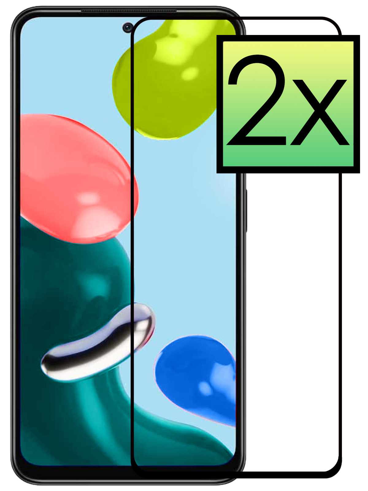 NoXx Xiaomi Redmi Note 11 Screenprotector Tempered Glass Full Cover Gehard Glas Beschermglas - 2x