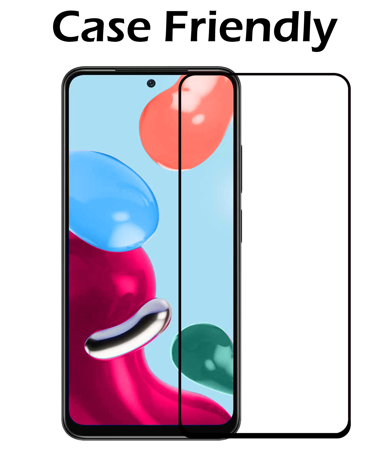 Nomfy Screenprotector Geschikt voor Xiaomi Redmi Note 11 Screenprotector Bescherm Glas - Screenprotector Geschikt voor Xiaomi Redmi Note 11 Screen Protector Tempered Glass Full Screen Full Cover - 2 PACK