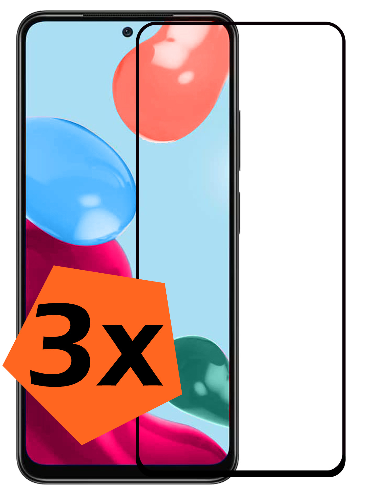 Nomfy Screenprotector Geschikt voor Xiaomi Redmi Note 11 Screenprotector Bescherm Glas - Screenprotector Geschikt voor Xiaomi Redmi Note 11 Screen Protector Tempered Glass Full Screen Full Cover - 3 PACK
