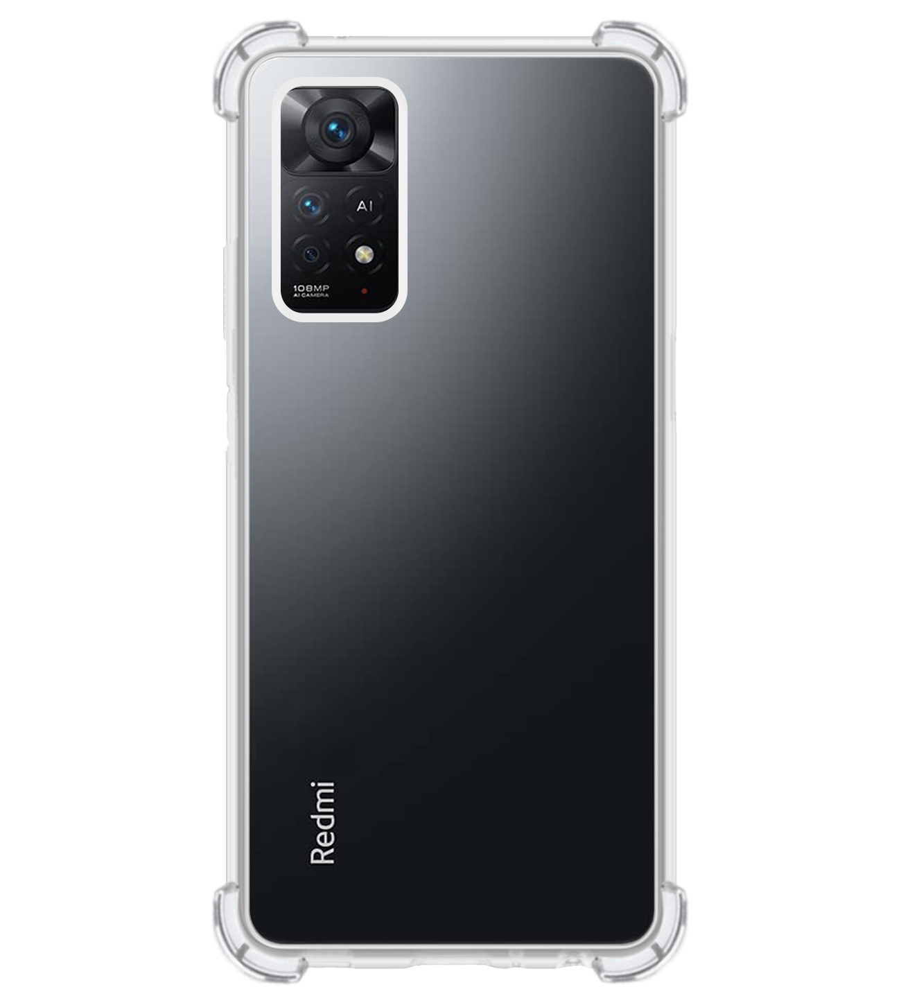 BASEY. Hoes Geschikt voor Xiaomi Redmi Note 11 Hoesje Shock Proof Case Hoes Siliconen - Hoesje Geschikt voor Xiaomi Redmi Note 11 Hoes Cover Shockproof - Transparant - 2 Stuks