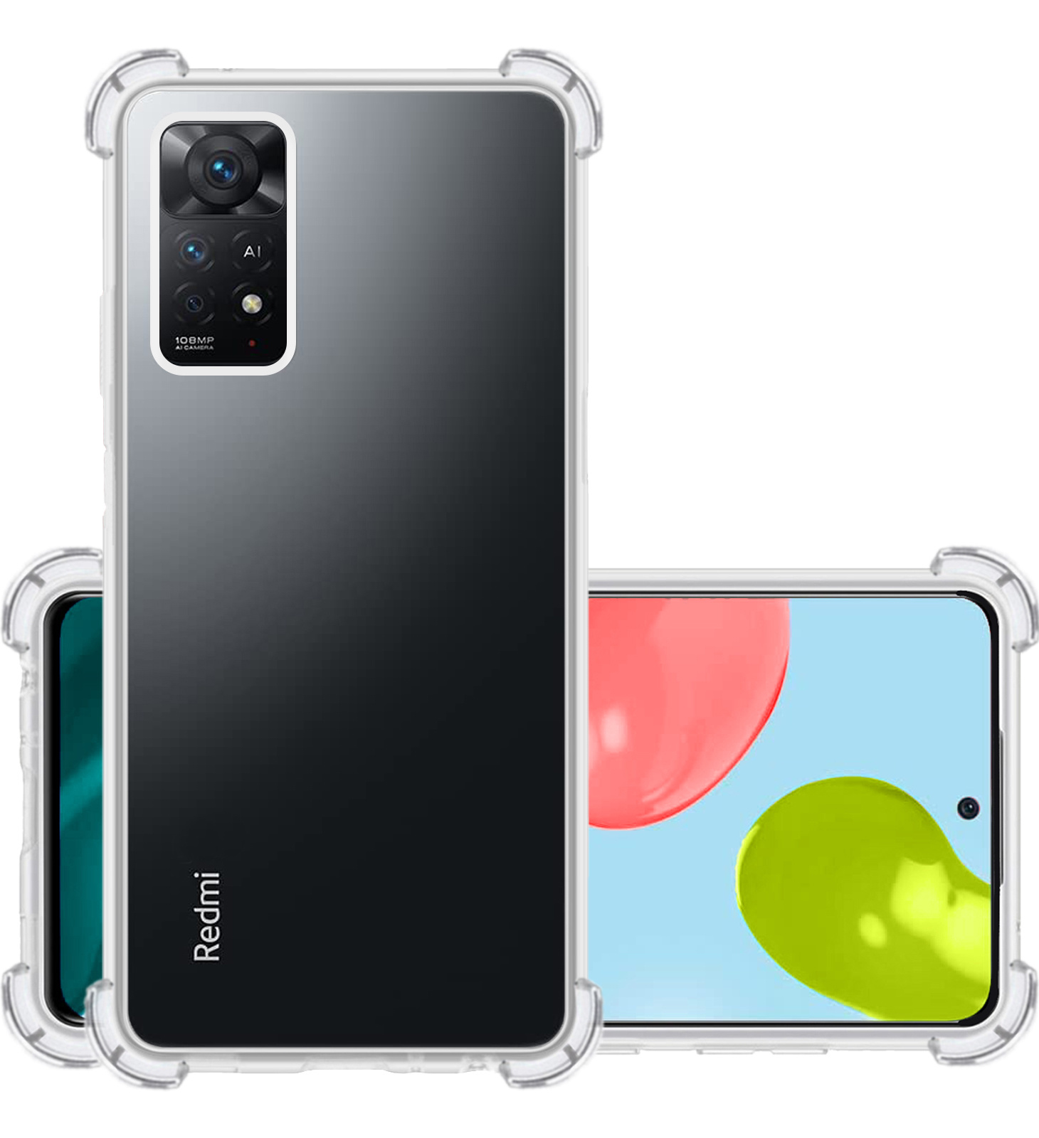 NoXx Hoes Geschikt voor Xiaomi Redmi Note 11 Hoesje Siliconen Cover Shock Proof Back Case Shockproof Hoes - Transparant
