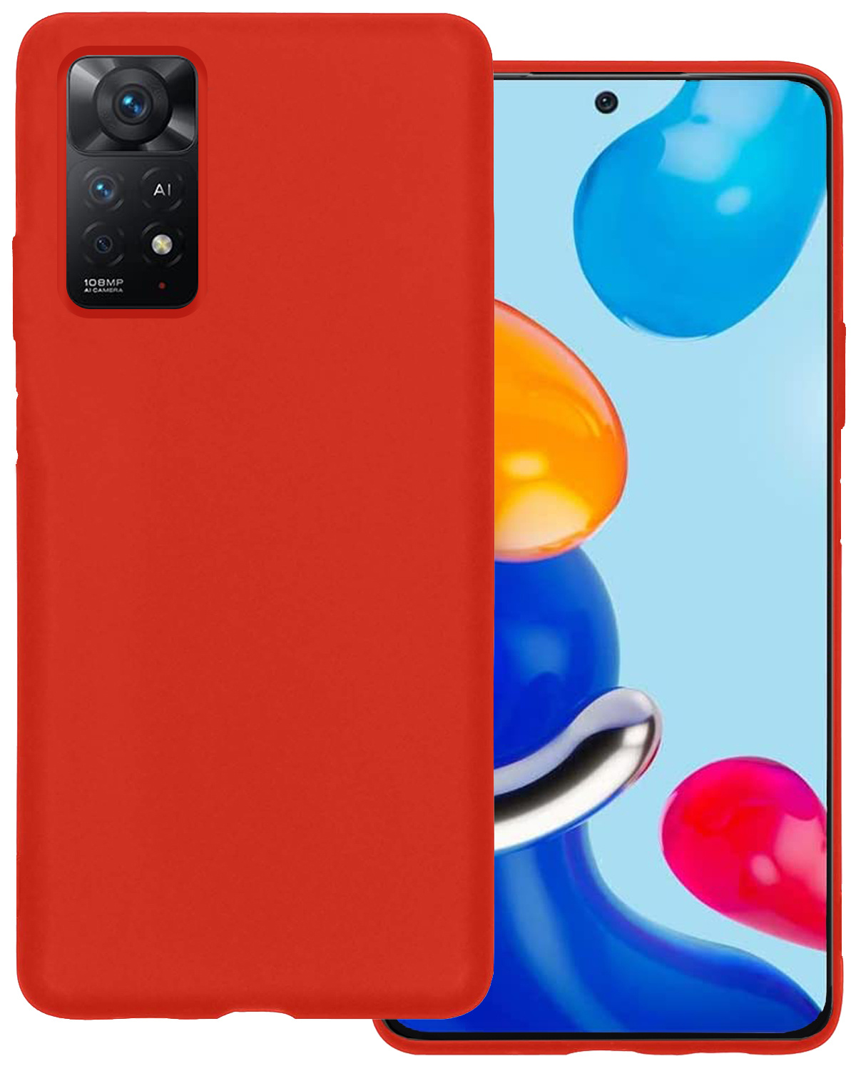 BASEY. Hoes Geschikt voor Xiaomi Redmi Note 11 Hoesje Siliconen Back Cover Case - Hoesje Geschikt voor Xiaomi Redmi Note 11 Hoes Cover Hoesje - Rood
