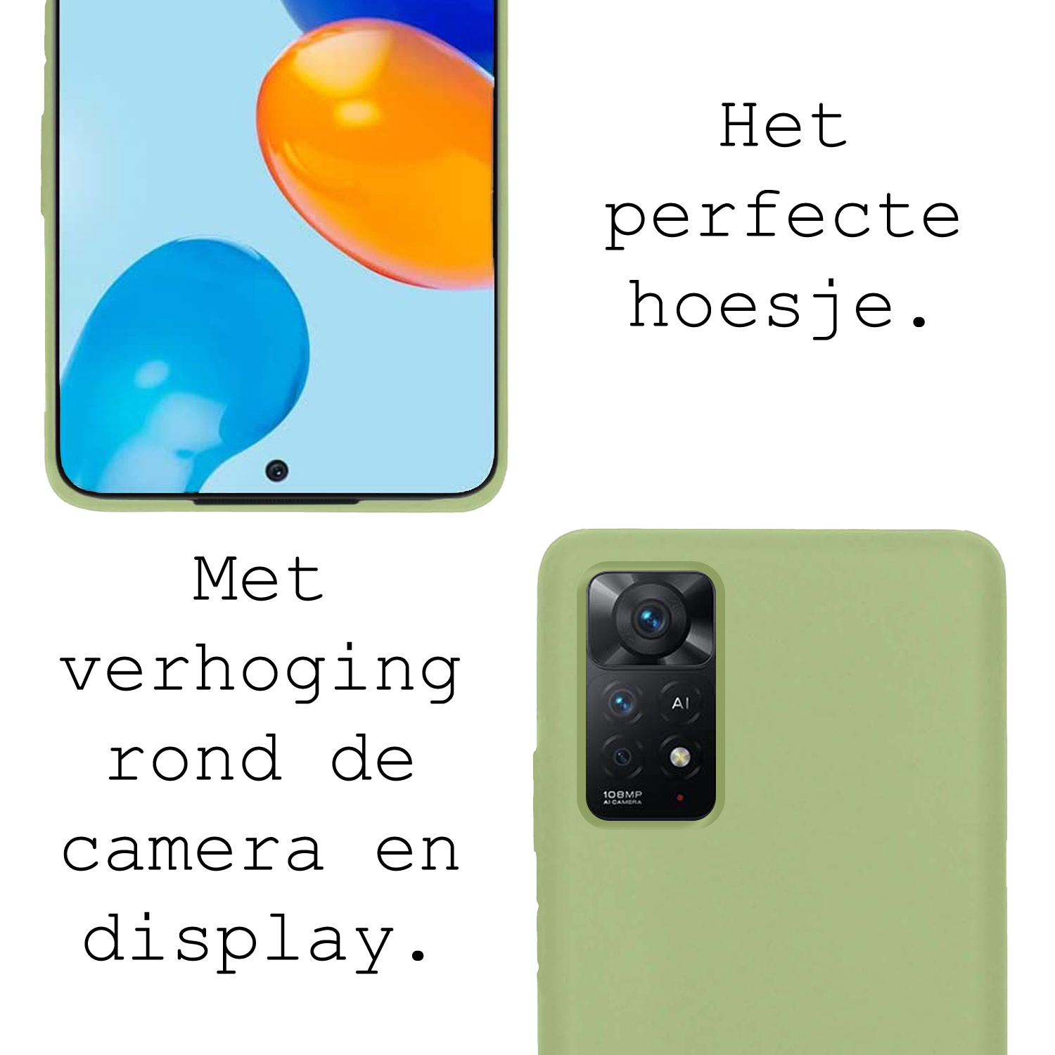 BASEY. Hoes Geschikt voor Xiaomi Redmi Note 11 Hoesje Siliconen Back Cover Case - Hoesje Geschikt voor Xiaomi Redmi Note 11 Hoes Cover Hoesje - Groen - 2 Stuks