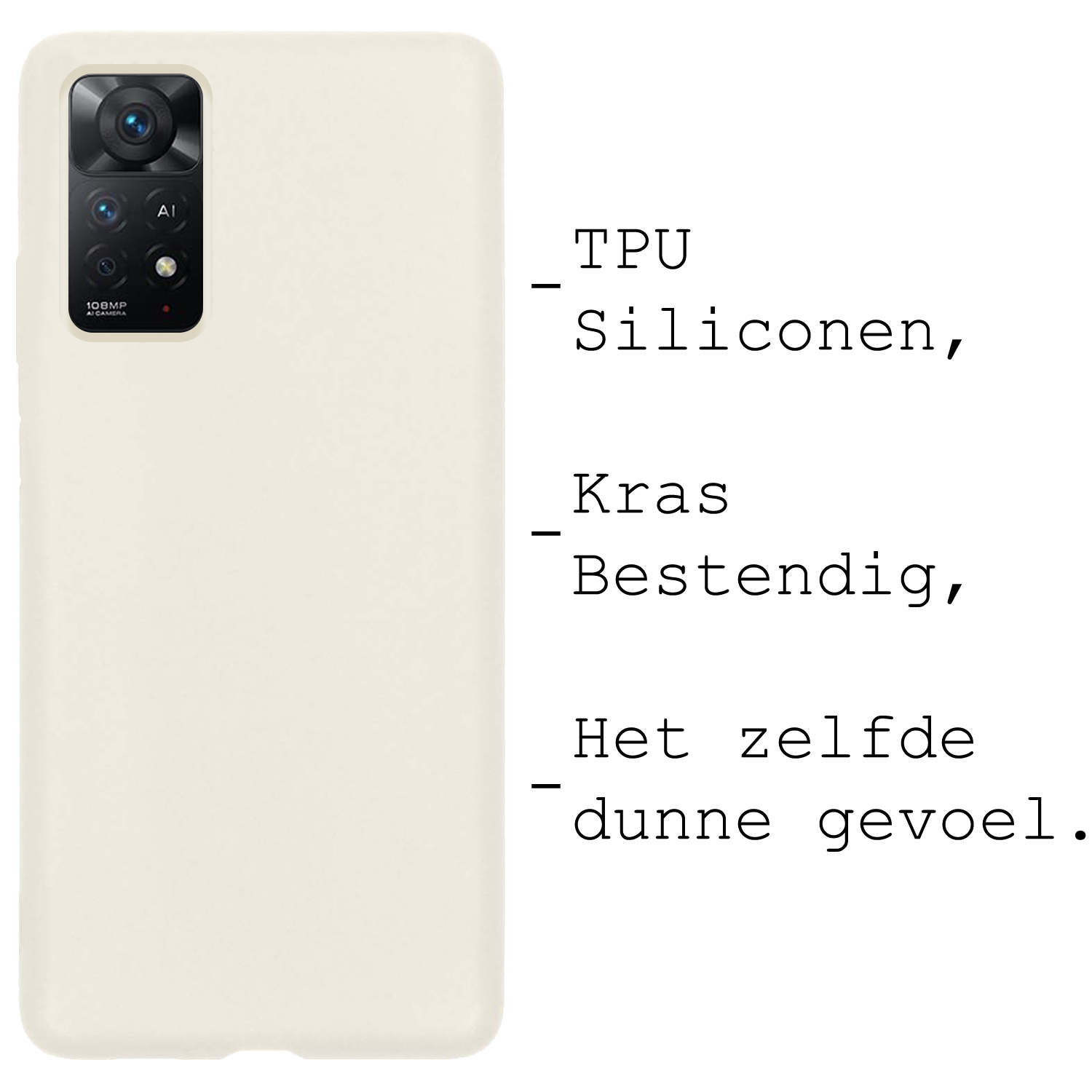 BASEY. Hoes Geschikt voor Xiaomi Redmi Note 11 Hoesje Siliconen Back Cover Case - Hoesje Geschikt voor Xiaomi Redmi Note 11 Hoes Cover Hoesje - Wit - 2 Stuks