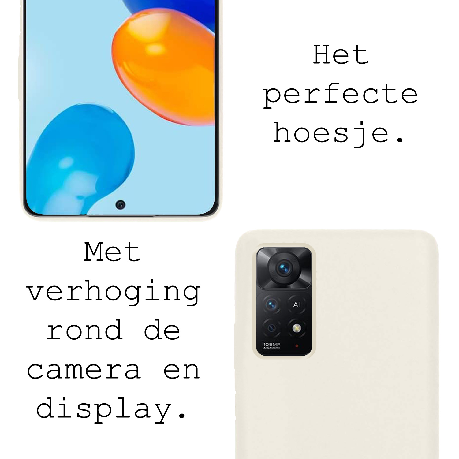 BASEY. Hoes Geschikt voor Xiaomi Redmi Note 11 Hoesje Siliconen Back Cover Case - Hoesje Geschikt voor Xiaomi Redmi Note 11 Hoes Cover Hoesje - Wit - 2 Stuks