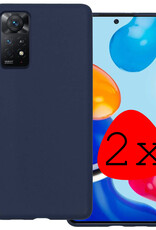 BASEY. Hoes Geschikt voor Xiaomi Redmi Note 11 Hoesje Siliconen Back Cover Case - Hoesje Geschikt voor Xiaomi Redmi Note 11 Hoes Cover Hoesje - Donkerblauw - 2 Stuks