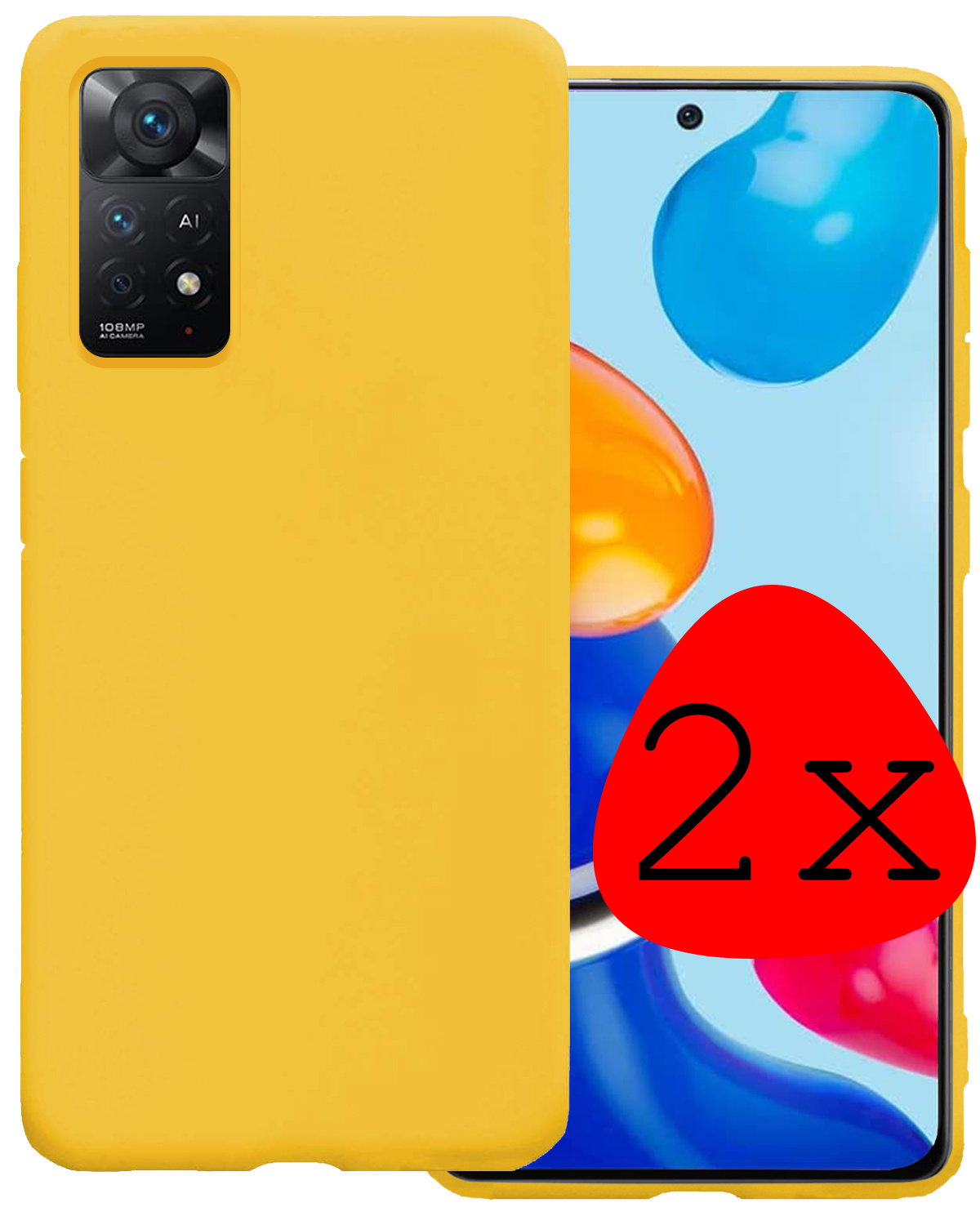 BASEY. Hoes Geschikt voor Xiaomi Redmi Note 11 Hoesje Siliconen Back Cover Case - Hoesje Geschikt voor Xiaomi Redmi Note 11 Hoes Cover Hoesje - Geel - 2 Stuks