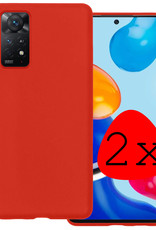 BASEY. Hoes Geschikt voor Xiaomi Redmi Note 11 Hoesje Siliconen Back Cover Case - Hoesje Geschikt voor Xiaomi Redmi Note 11 Hoes Cover Hoesje - Rood - 2 Stuks