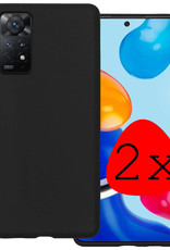 BASEY. Hoes Geschikt voor Xiaomi Redmi Note 11 Hoesje Siliconen Back Cover Case - Hoesje Geschikt voor Xiaomi Redmi Note 11 Hoes Cover Hoesje - Zwart - 2 Stuks